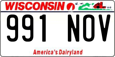 WI license plate 991NOV