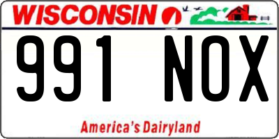 WI license plate 991NOX