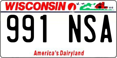 WI license plate 991NSA