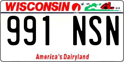 WI license plate 991NSN