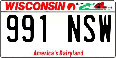 WI license plate 991NSW