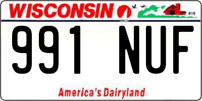 WI license plate 991NUF