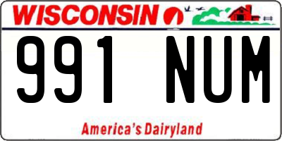 WI license plate 991NUM