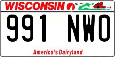 WI license plate 991NWO