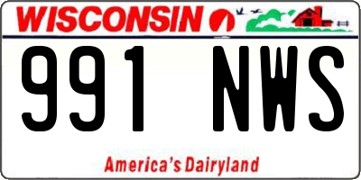 WI license plate 991NWS