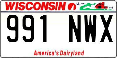 WI license plate 991NWX
