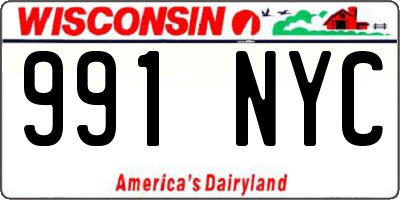 WI license plate 991NYC
