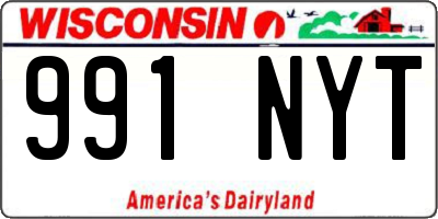 WI license plate 991NYT