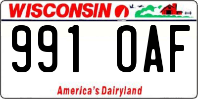 WI license plate 991OAF