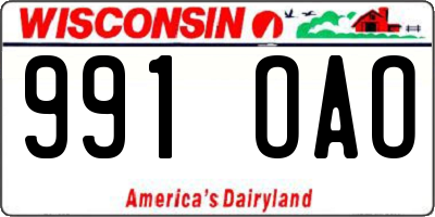 WI license plate 991OAO