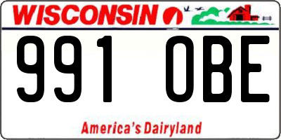 WI license plate 991OBE