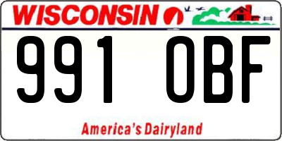 WI license plate 991OBF