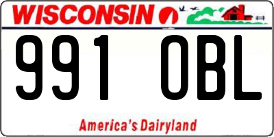 WI license plate 991OBL
