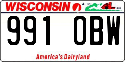 WI license plate 991OBW