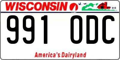 WI license plate 991ODC