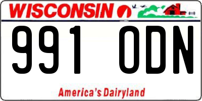 WI license plate 991ODN