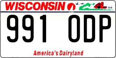 WI license plate 991ODP