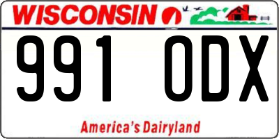 WI license plate 991ODX