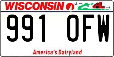 WI license plate 991OFW