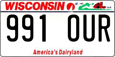 WI license plate 991OUR