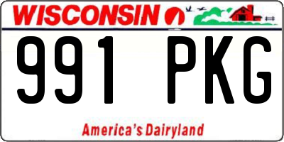 WI license plate 991PKG