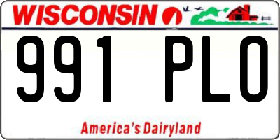 WI license plate 991PLO