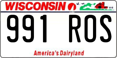 WI license plate 991ROS