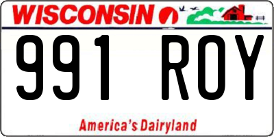 WI license plate 991ROY