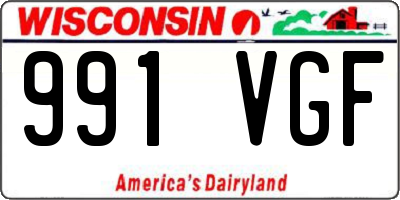 WI license plate 991VGF