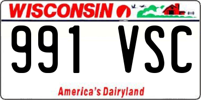 WI license plate 991VSC