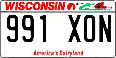 WI license plate 991XON