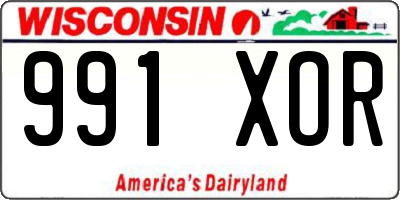 WI license plate 991XOR