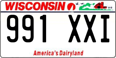 WI license plate 991XXI