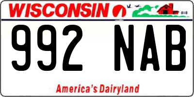 WI license plate 992NAB