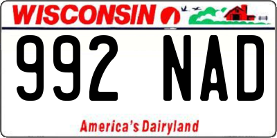 WI license plate 992NAD