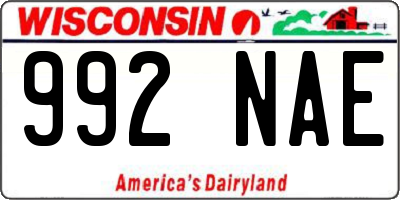 WI license plate 992NAE