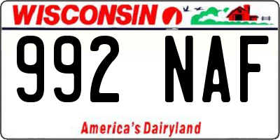 WI license plate 992NAF