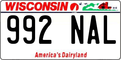 WI license plate 992NAL