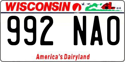 WI license plate 992NAO