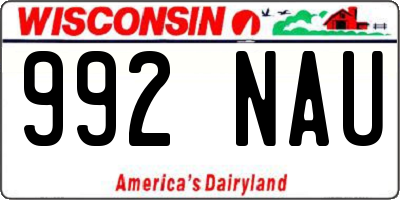 WI license plate 992NAU