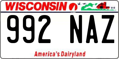 WI license plate 992NAZ