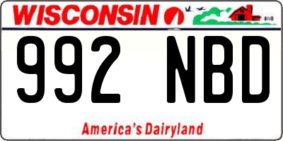 WI license plate 992NBD