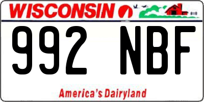 WI license plate 992NBF