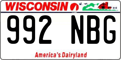 WI license plate 992NBG