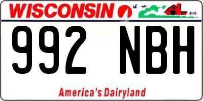 WI license plate 992NBH