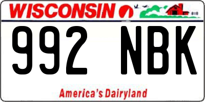 WI license plate 992NBK
