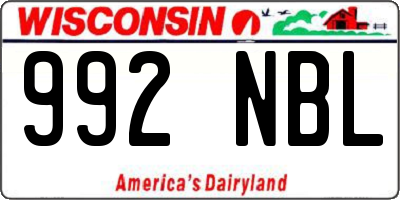 WI license plate 992NBL