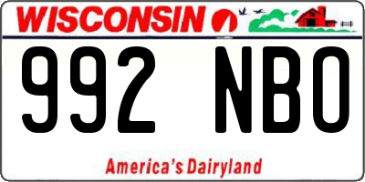 WI license plate 992NBO