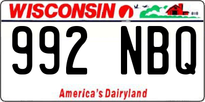 WI license plate 992NBQ