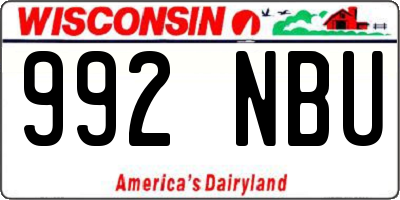 WI license plate 992NBU